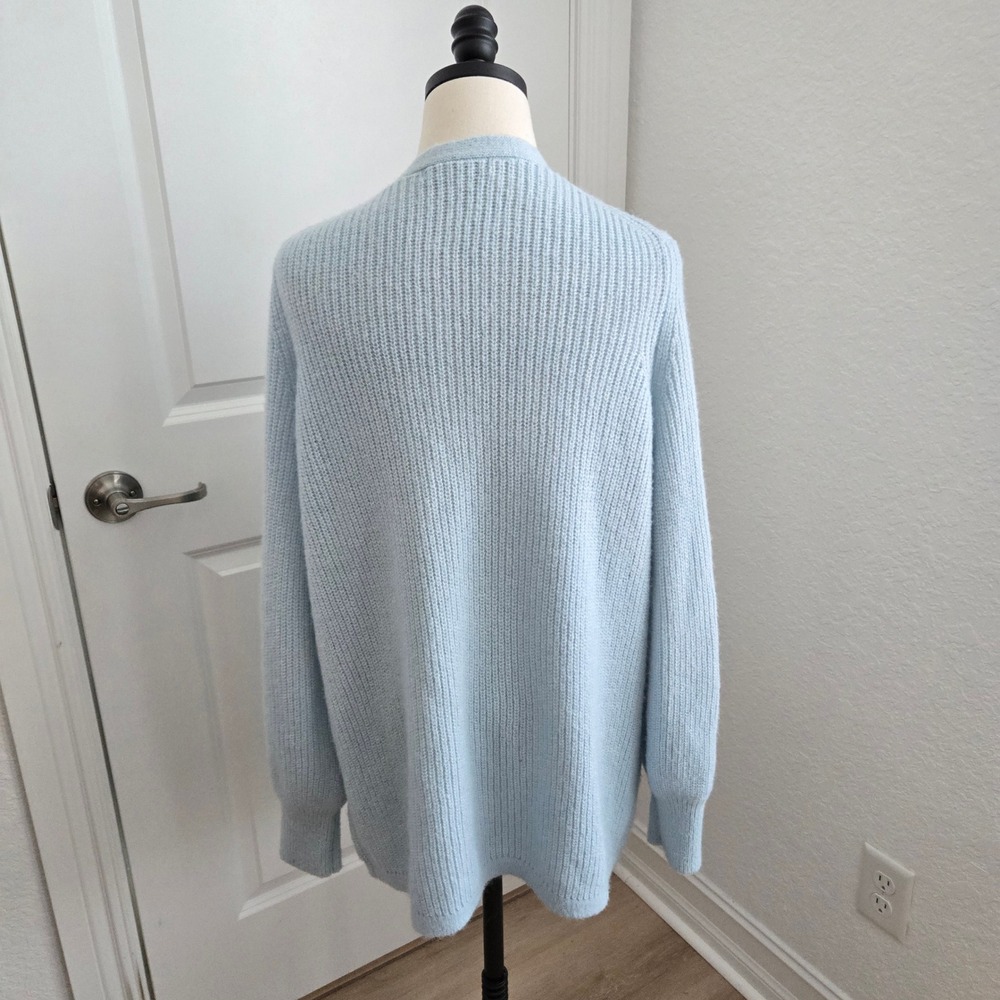 Boden Light Blue Wool Alpaca Blend Ribbed Open Front Cardigan Sweater M K0565 - Picture 3 of 7